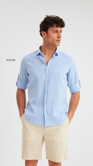 Linen shirt baby blue