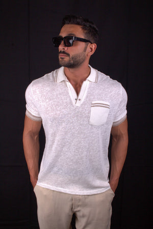 Linen Polo Shirt Beige