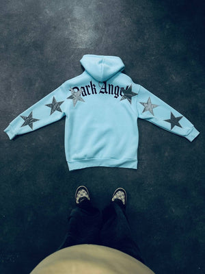 Hoodie Light Blue a star Over Size