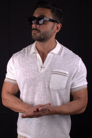 Linen Polo Shirt Beige