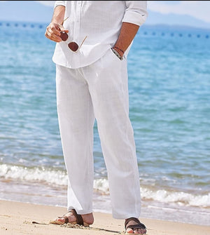 Pants White Linen Cotton