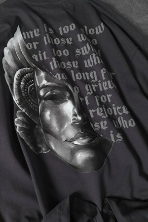 T-shirt over size Half face Grey