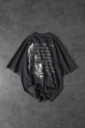 T-shirt over size Half face Grey