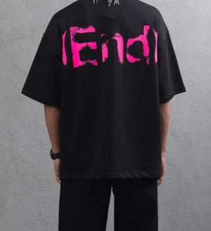 T-shirt over size End Black And Pink