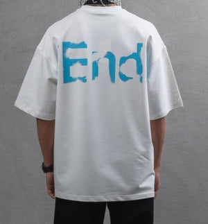 T-shirt over size End white And Blue
