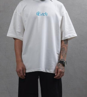 T-shirt over size End white And Blue