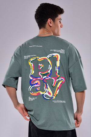 T shirt Play Hard Green