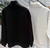 Half-Zip Sweater with Fur Collar Over Size