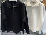 Half-Zip Sweater with Fur Collar Over Size