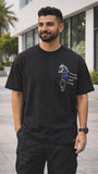 T-Shirt Black Horse Over Size