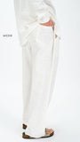 Pants White Linen Cotton