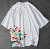 T-shirt Oversize white with colorful stripes