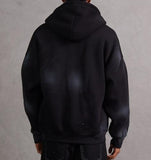 Hoodie Over Zip-Jacket Black