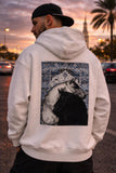 Hoodie Over Size horse black and white